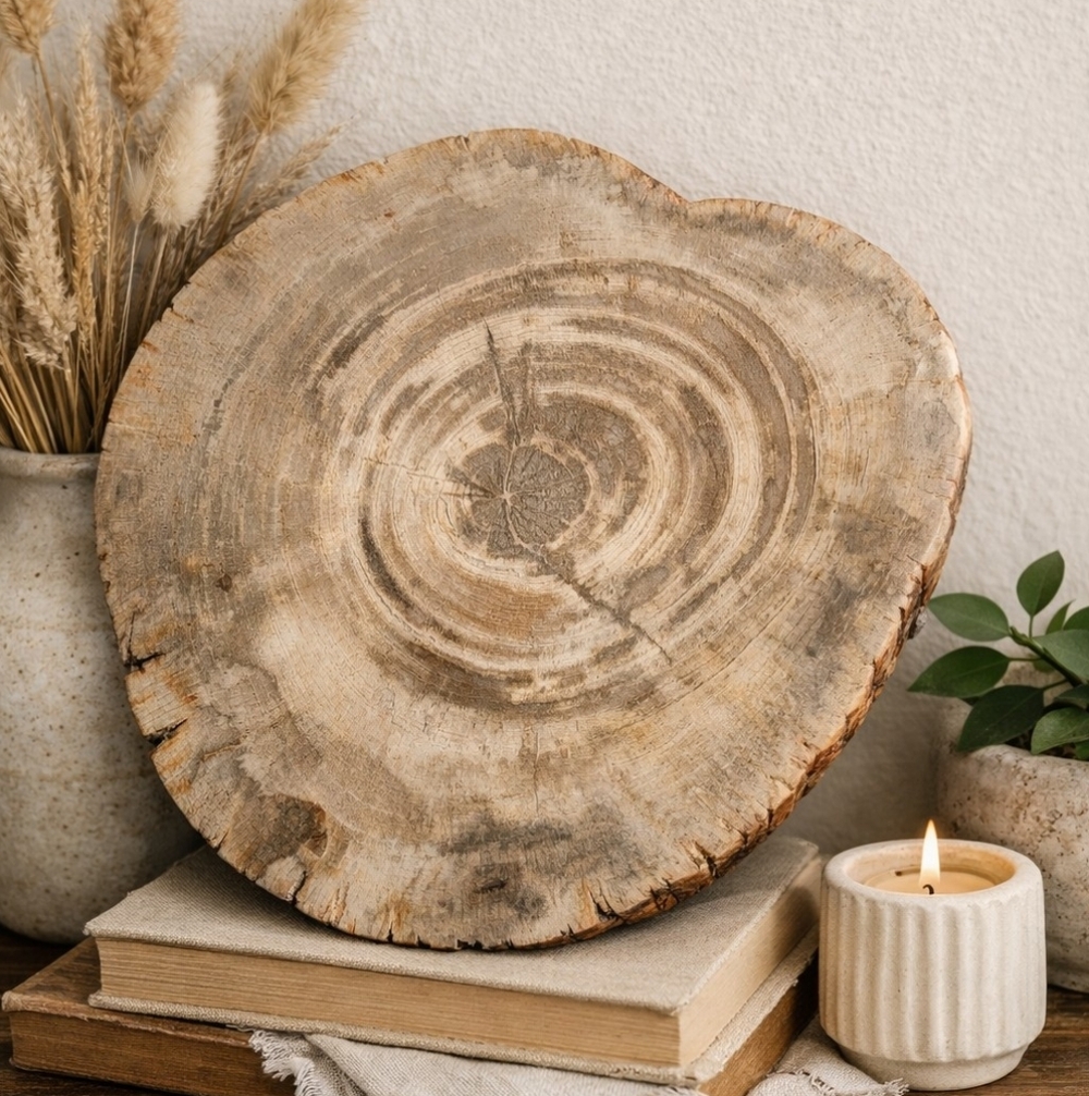 Petrified Wood Slice – Natural Fossil Wood Slab – Rustic Organic Home Decor